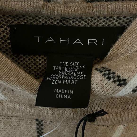 Tahari Beige and Black Knit Poncho - Picture 2 of 8